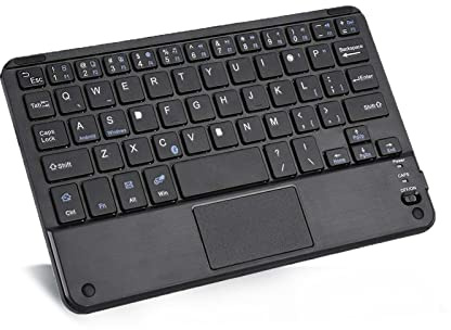 Yoidesu 7 Inch Keyboard with Touchpad, Mini Bluetooth Touchpad Keyboard, Ultra-Slim Keypad for Tablets, Smartphones, Laptops, Desktop, Computers - Automatic Sleep Design