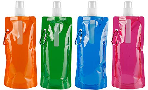 WBCBEC 4 Pieces Collapsible Water Bottle Reusable Drinking Water Bottle with Clip for Biking, Hiking Travel, Outdoor Activities, 4 Colors