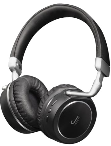 JAZ Cuffie Stereo Wireless Samba, Pieghevoli con Tasti Multifunzione, Microfono Integrato, Ingressi AUX e Micro USB, Modalità Risparmio Energetico, Finitura in Metallo