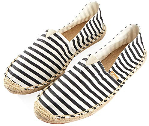 Kentti Espadrillas A Righe Tela Piatta Uomo Nero 42 EU