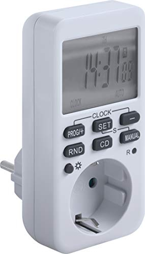 Meister Zeitschaltuhr digital, 3600 W - Sommer- & Winterzeit - 10 konfigurierbare Programme - Mit Countdown-Funktion & Zufallsgenerator / Timer für die Steckdose / Timer mit Zufallsschaltung / 7474090