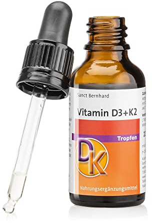 Sanct Bernhard Vitamin-D3+K2-Tropfen | 25µg Vitamin D3 je Tropfen | 1.000 I.E. | 20µg Vitamin K2 | 30ml
