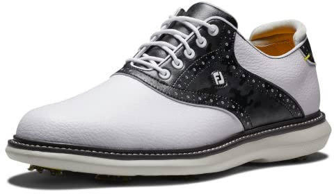 FootJoy Men's Traditions Golf Shoe, White/Charcoal Camo, 7 UK