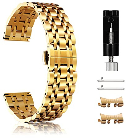 CeiBand 20 mm metallarmband för Huawei Watch GT 3 Pro/3/2, lämpligt för traditionella klockor, rostfritt stål, metall, ersättningsarmband för män, kvinnor, klockarmband för Amazfit T-Rex 3 Pro 44 mm