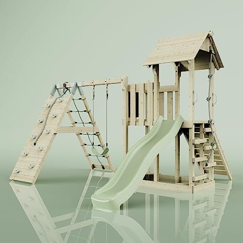 PolarPlay Balcony Tower Kids Wooden Climbing Frame - Climb & Swing Kory Sage