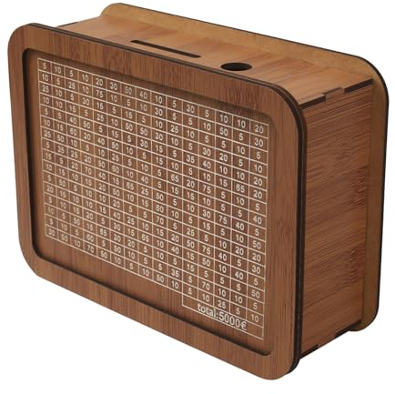 But Oswetf Wooden Money Box, Wooden Money Box with Counter, Money Bank, Coin Banks with Savings Target and Numbers, Reusable for Children, Savings Target 5000