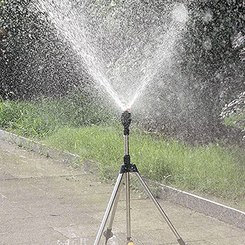 Automatisk roterande stativsprinkler, 360 graders bevattningssprinkler med stor yttäckning, hög kraftig vattensprinkler för gräsmatta, gårdsplan och trädgård