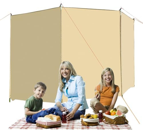 Rurunklee Bloqueador de viento de playa, protección visual para caravanas al aire libre, protección solar y protección contra el viento, parabrisas para camping, senderismo, playa, pícnic