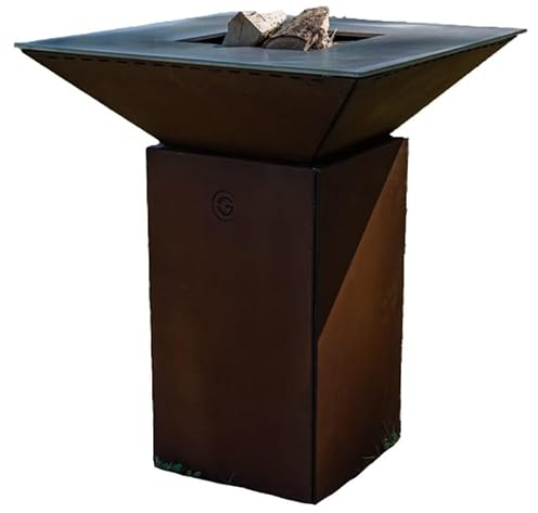 Grill'Chic – Braséro Plancha Le Cévenol 74 x 74 x 90 cm de acero Corten – Barbacoa exterior 100% fabricada en Francia