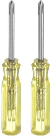 QUARKZMAN 2pz Cacciavite a Croce Mini Phillips Ph0 2mm Testa Piatto Magnetica 45mm Lunghezza per Riparazioni di Piccoli Elettrodomestici, Giallo