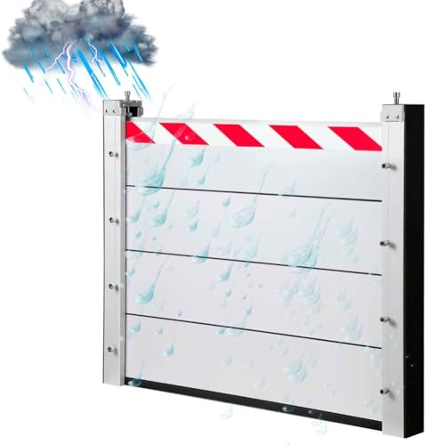 Aluminium-Hochwasserschutzwand Wiederverwendbare Hochwasserschutzbarriere Aus Aluminium Hochwasserschutz Barriere Tur Mit Reflektierendem Geeignet FüR Garageneinfahrt HXQSL(98x20cm)