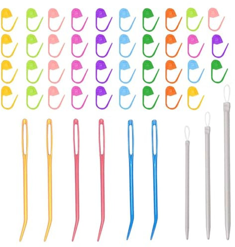 Set di 6 aghi da cucito, in alluminio Con 3 Aghi In Nylon, 40 Aghi Per Pennarelli, con grande occhio, ricamati a mano, con tubo trasparente, aghi per rammendo, per lana, cucito, uncinetto