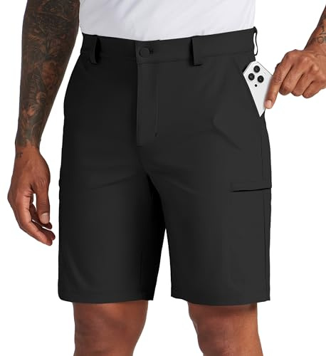 WILLIT Pantalones cortos elásticos para hombre, pantalones cortos de verano, pantalones cortos de golf, pantalones deportivos de secado rápido, pantalones cortos chinos ligeros con bolsillos de 9
