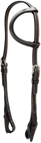 Jeereal Western Working Tack Quick Change Browband Headstall Adjustable Bridle for Ranch Riding, Training & Shows - Premium Oiled Harness Leather (Dark Coffee)