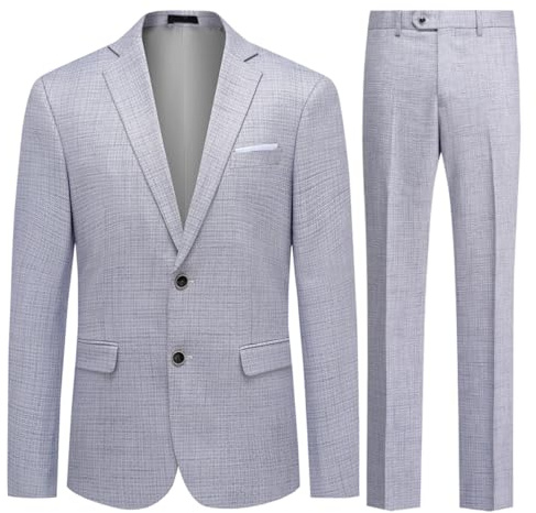 Allthemen Abiti da Uomo 2 Pezzi Plaid Suit Eleganti Blazer Pantaloni Business Casual Giacche per Matrimonio d'Affari #20 Viola