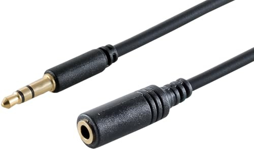 1aTTack.de 1 rallonge audio AUX noire de 1,5 m - Câble fin TRS 3,5 mm avec connecteurs plaqués or - Pour casque, haut-parleurs et autres appareils audio