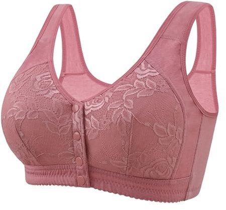 Generico Sujetador sin aros mujer push up bralette abierto frente curvado sujetador minimizer cómodo sujetador seamless básico brassiere mastoplastia corsé espalda desnuda, Rosa cálida., XXL