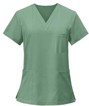 Scrub Tops for Women UK Medical Uniforms & Scrubs V Neck Tee Short Sleeve Classic Workwear Nurses Shirts Doctor Hospital Health Carers Healthcare Medical Uniform Beauty Tunic Tops with Pockets