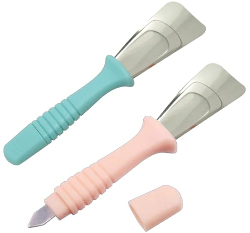 MIUPOO Fridge Freezer De Icer Ice Scraper,Cleaning Freezer Handheld Frost Shovel Defrosting Shovel,Double headed Stainless Steel ice Shovel Suitable for Kitchen Car Cleaning,2 Pieces,Pink and Blue.
