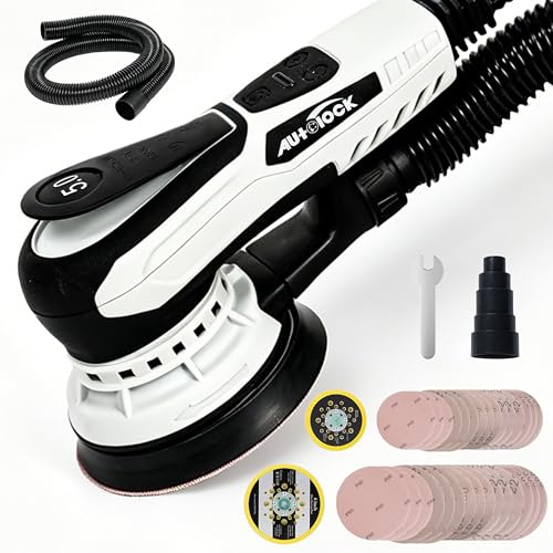Autolock Electric Random Orbital Sander, 350W Brushless Motor with 5 & 6 Inch Pads, 10000RPM Palm Sander for Woodworking, Sanding and Polishing (1pcs)