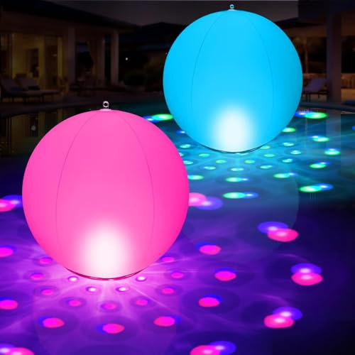 KingSom 2026 Luces Flotantes Piscina Solares, Ø38cm Inflables Bolas Luces para Piscina, Luz Solar Piscina Flotante Que Cambian de Color, Impermeables IP68 Bolas de Luz LED para Piscina Jardin-2 Piezas