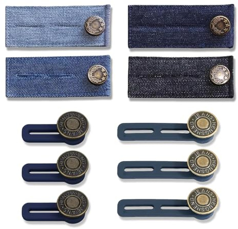 fKiZanthene Hosenbunderweiterung Knopf Set ohne Nähen, Zehnteilige Hosenerweiterung zur Bundanpassung, Abnehmbare Knopfverlängerung für Hosen Jeans und Alltag