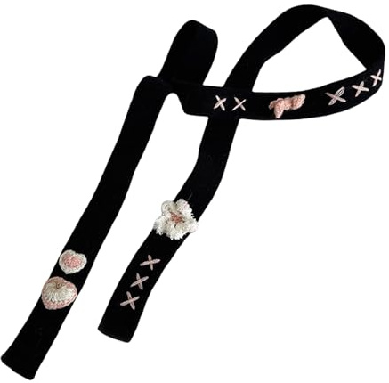 YROHGKPN Écharpe en tricot pour femme - Longue ceinture étroite - Col de cravate - Accessoire photo - Foulard étroit pour femme, Noir , taille unique