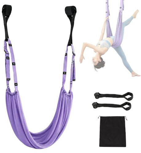 WDKXCN Yoga Swing, Adjustable Yoga Strap, Fitness Stretching Strap, Dance Lower Waist Training, Gym Equipment for Rehab, Pilates Ballet, Muscle Exercise, Splits and Gymnastics, Purple