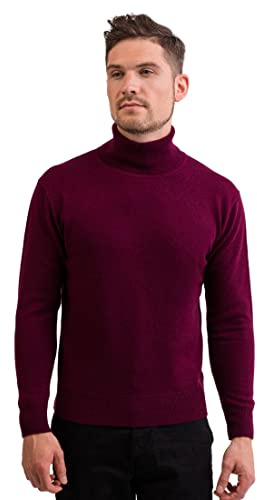 CASH-MERE.CH 100% kashmir polotröja för män | Roll Neck tröja, Tranbär, S