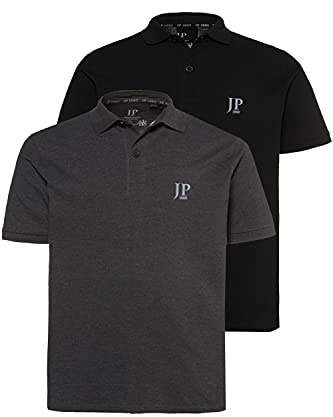 JP 1880 Ropa de Hombre Big & Tall Plus Size L-8XL 2 Pack de Polos, algodón Peinado piqué 704317, Dark Grey Melange, Black, 6X-Large