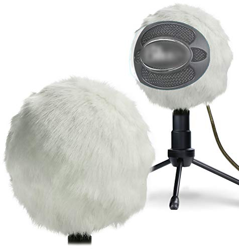 YOUSHARES Blue Snowball Microfono Filtro Pop Filter - Funda Antiviento Protector contra el Viento de Piel para Blue Snowball (Blanco)