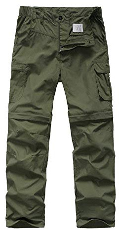 linlon Kids' Cargo Pants, Boy's Casual Outdoor Quick Dry Waterproof Hiking Climbing Convertible Trousers #9016-Army Green-S