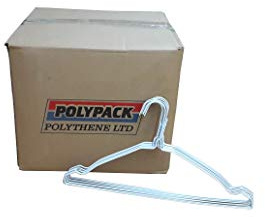 Polypack Polythene Ltd 500 Strong White Notched Metal Wire Clothes Coat Hangers 40cm 16 13G ~ NOTCHED