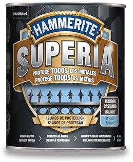 Hammerite Superia Esmalte antioxidante al agua Brillante Marrón Oscuro 750 ml