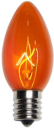 25 Pack C9 Christmas Replacement Light Bulbs for Indoor and Outdoor String Lights 7 Watt E17 C9 Intermediate Base by The Holiday Light Depot Pack (Orange), 25 Count (Pack of 1)