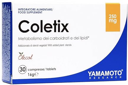 YAMAMOTO RESEARCH Coletix New Formula 30 compresse, integratore alimentare a base di riso rosso fermentato (Monascus purpureus), con gamma orizanolo e coenzima Q10. Supporta la salute del cuore