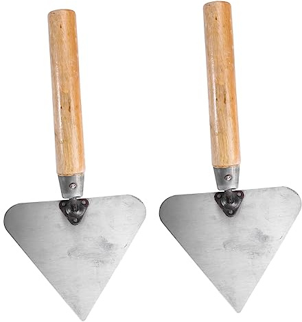 WOONEKY 2piezas Paleta Triangular De Hormigón Espátula Moldeadora Herramientas De Construcción Acero Inoxidable Mango De Madera