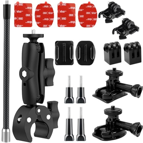 Kit de montaje para manillar de motocicleta Insta 360, soporte de abrazadera con brazo de extensión, palo selfie compatible con Insta 360 X4 X3 X2 X ONE RS R ACE Pro Go 3 2, Go Pro Series, etc