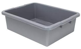Quantum FSB-22177RGY 22 Bussing Tub with Ribbed Bottom | Utility Plastic Storage Wash Basin Container for Commercial Restaurant Kitchen | Built-in Handles, 22L x 17W x 7H, Polypropylene, Gray