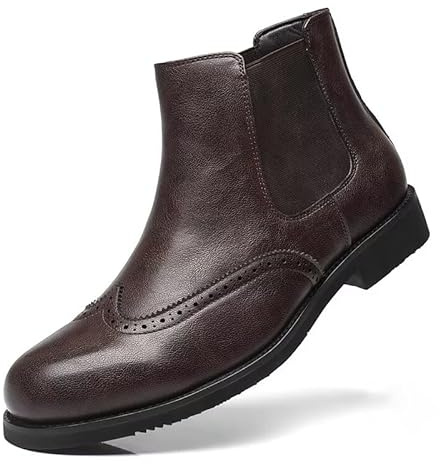 SANNAX scarpe da uomo Chelsea boots Stivaletti vintage alla moda Business high-top casual da uomo Mocassini formali, marrone 3, EU 46