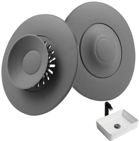 2 Pièces Bouchon D'écoulement Universel ø 11 cm, Filtre Intégré pour Restes de Nourriture et Cheveux, Bouchon Baignoire Silicone, Bouchon de Baignoire Anti Odeur pour évier, Lavabo, Baignoire