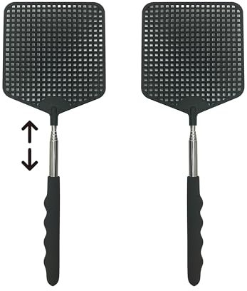 Lot de 2 tapettes à Mouches Stables, tapettes à Mouches Extensibles, tapettes à Mouches télescopiques, tapettes à moustiques，Tue Mouche，attrapé Mouche