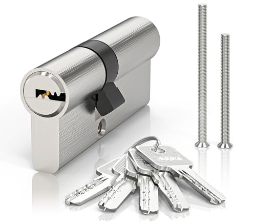 MANICAF Schließzylinder 30/40 Zylinderschloss mit 5 Schlüssel, Profilzylinder, Türzylinder Beidseitig Schließbar, Euro Kupfer Zylinderschloss