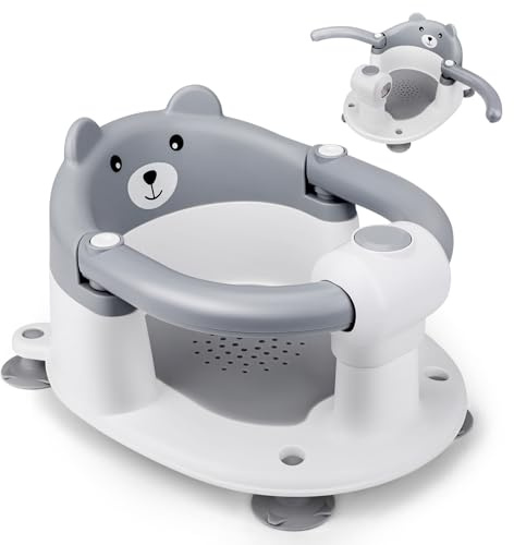Siège de bain pour bébé, stable, avec 4 poches à ventouse, portable, pour douche ou baignoire, siège de bain ergonomique pour bébé de 6 à 18 mois