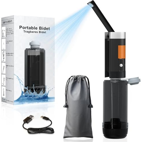 PChero Bidet de voyage portable 400 ml, rechargeable douche électrique IPX6 étanche, nettoyant personnel, bébé, puerpéralité, handicap