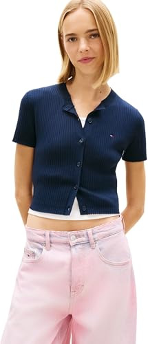 Tommy Jeans Tjw Essential SS Rib Cardigan Dw0dw22315 Suéter cárdigan Mujer (Pack de 1)