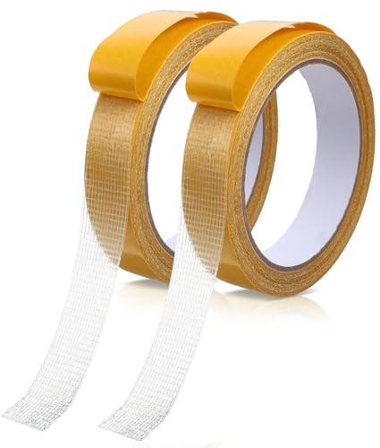 Heclia 2 Rolls Double Sided Fabric Tape Heavy Duty Hem Tape No Sew No Iron Multifunctional Double Sided Tapes Stick Carpet 0.78 in High Stickness Strong Hemming Clear Tapes for Fabric Clothes Curtains