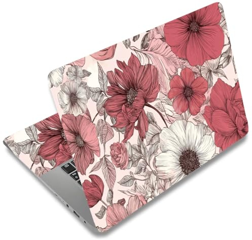 SUPERDANT Pellicola Adesiva Floreale Lineare Per Custodia Laptop Protettiva Decorativa Universale Per PC Notebook Da 12 15.6 Pollici Con 3 Sticker