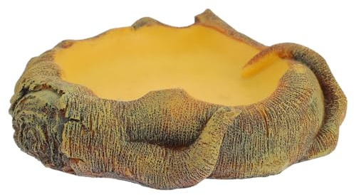 JOINPAYA Bol Eau Nourriture pour Reptiles Imitation Bois Anti-Renversement Adapté pour Lézards Geckos Tortues et Amphibiens Support Alimentation Compact pour Terrariums