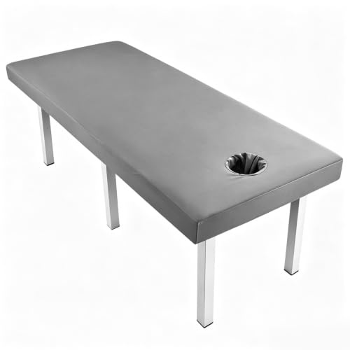 2 st hålmassage bårlakan, SPA ansiktssoffskydd, elastisk virvelkant, komplett wrap för skönhetssalongsterapi (190 x 80 cm, grå)